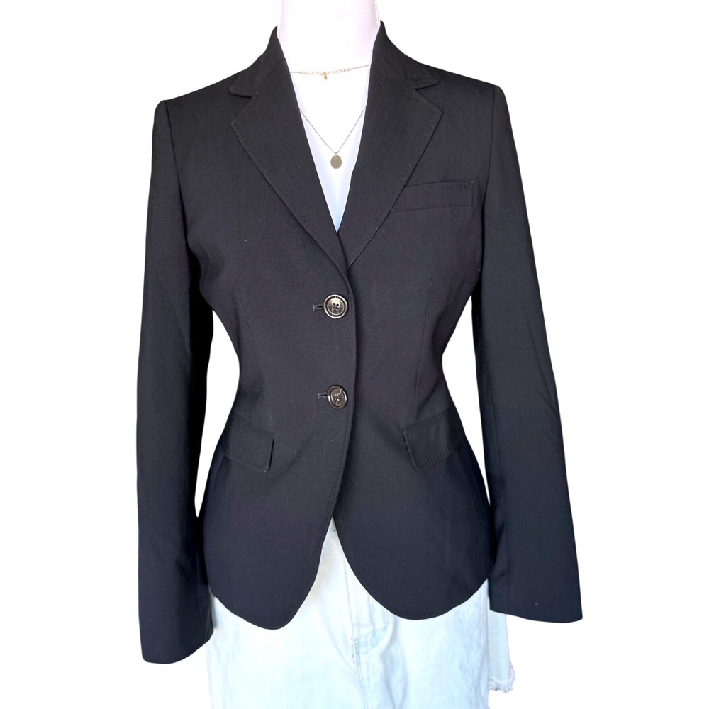Banana Republic Black Wool Blazer Tailored Jacket Suit Office Siren Work 0P